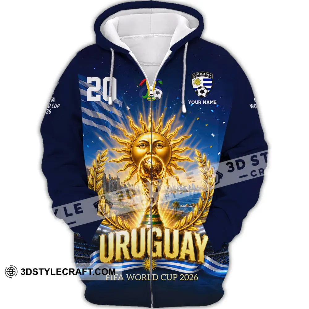 Unisex Shirt - Custom Uruguay World Cup 2026 Shirt - Zipper Hoodie / S - T-shirt