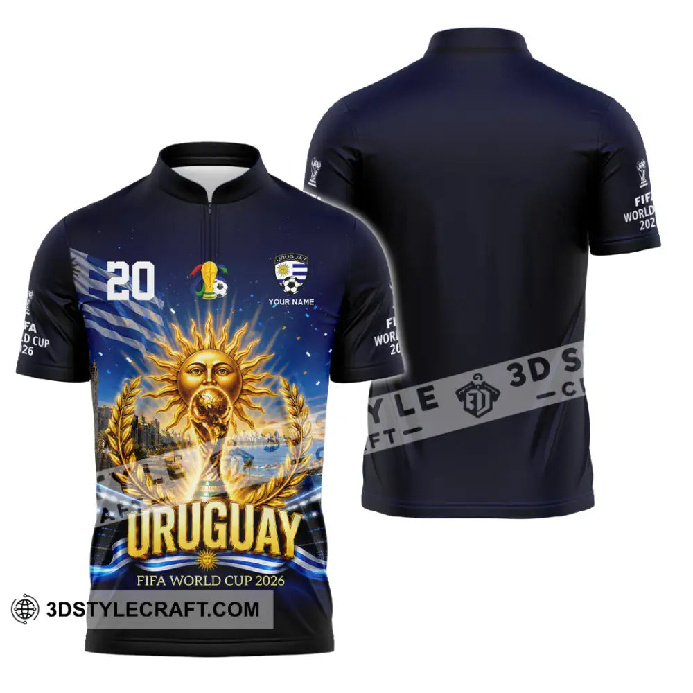Unisex Shirt - Custom Uruguay World Cup 2026 Shirt - Zipper Polo Shirt / S - T-shirt