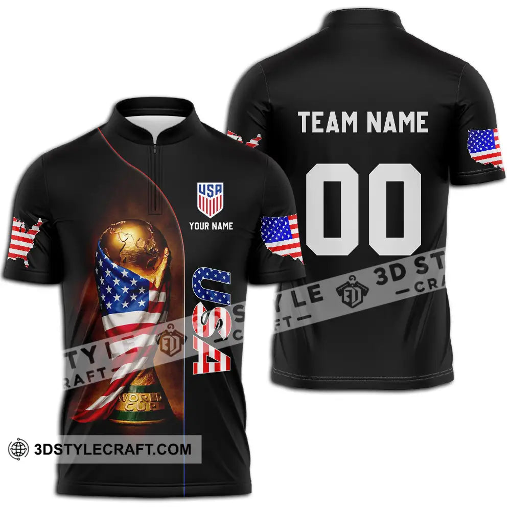 Unisex Shirt - Custom USA 3D Shirt Zipper Polo Shirt / S T-shirt