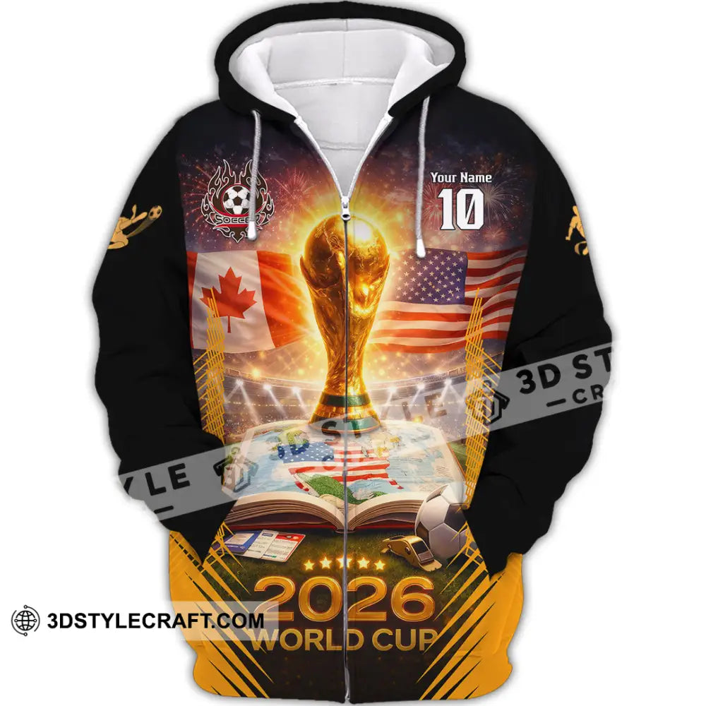 Unisex Shirt - Custom USA Canada World Cup 2026 3D Shirt Zipper Hoodie / S T-shirt