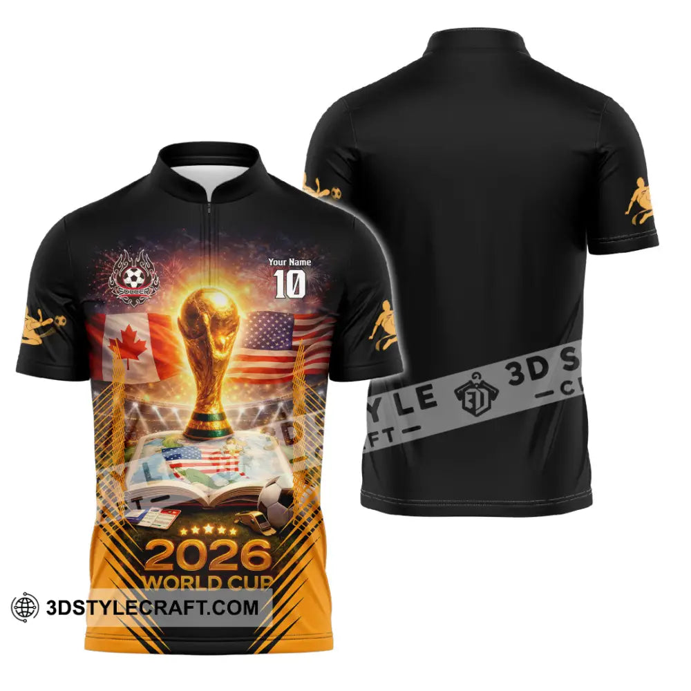 Unisex Shirt - Custom USA Canada World Cup 2026 3D Shirt Zipper Polo Shirt / S T-shirt