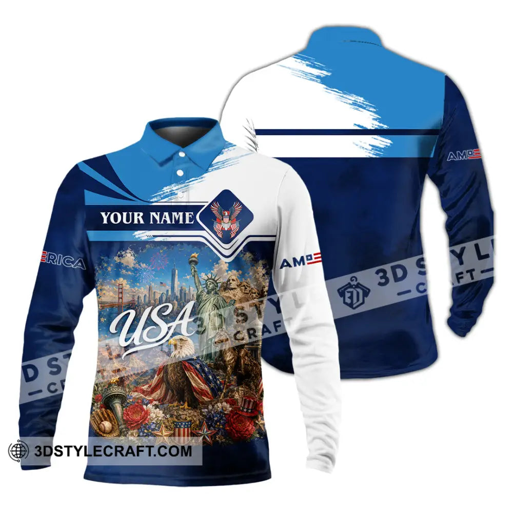 Unisex Shirt - Custom USA Shirt - Long Sleeve Polo / S - T-shirt