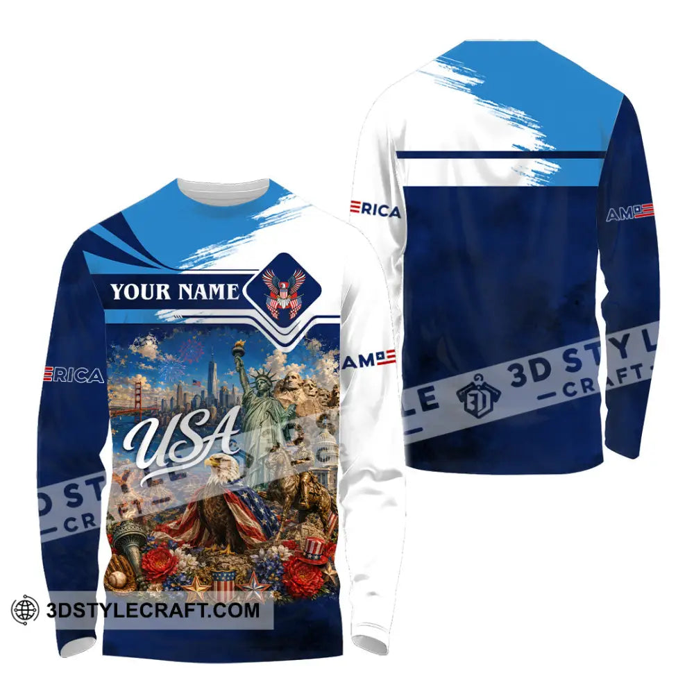 Unisex Shirt - Custom USA Shirt - Long Sleeve Shirt / S - T-shirt