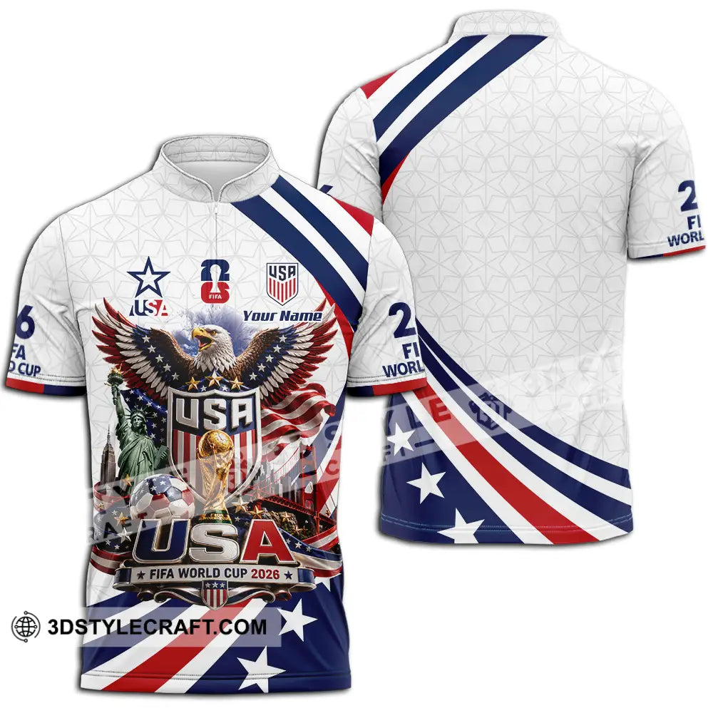 Unisex Shirt - Custom USA World Cup 2026 Shirt - Zipper Polo Shirt / S - T-shirt