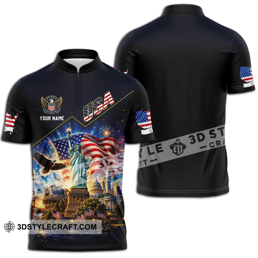 Unisex Shirt - Custom USA Shirt - Zipper Polo Shirt / S - T-shirt