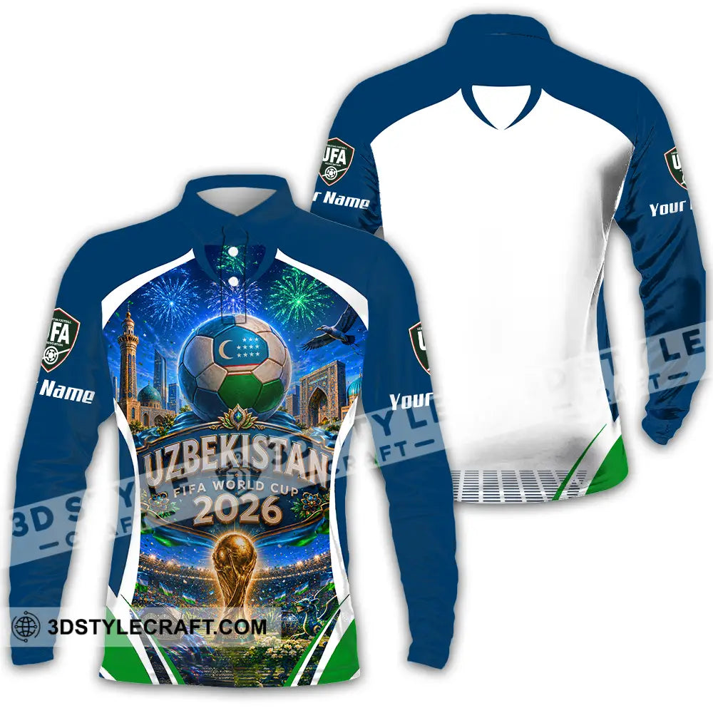 Unisex Shirt - Custom Uzbekistan World Cup 2026 Shirt - Long Sleeve Polo / S - T-shirt