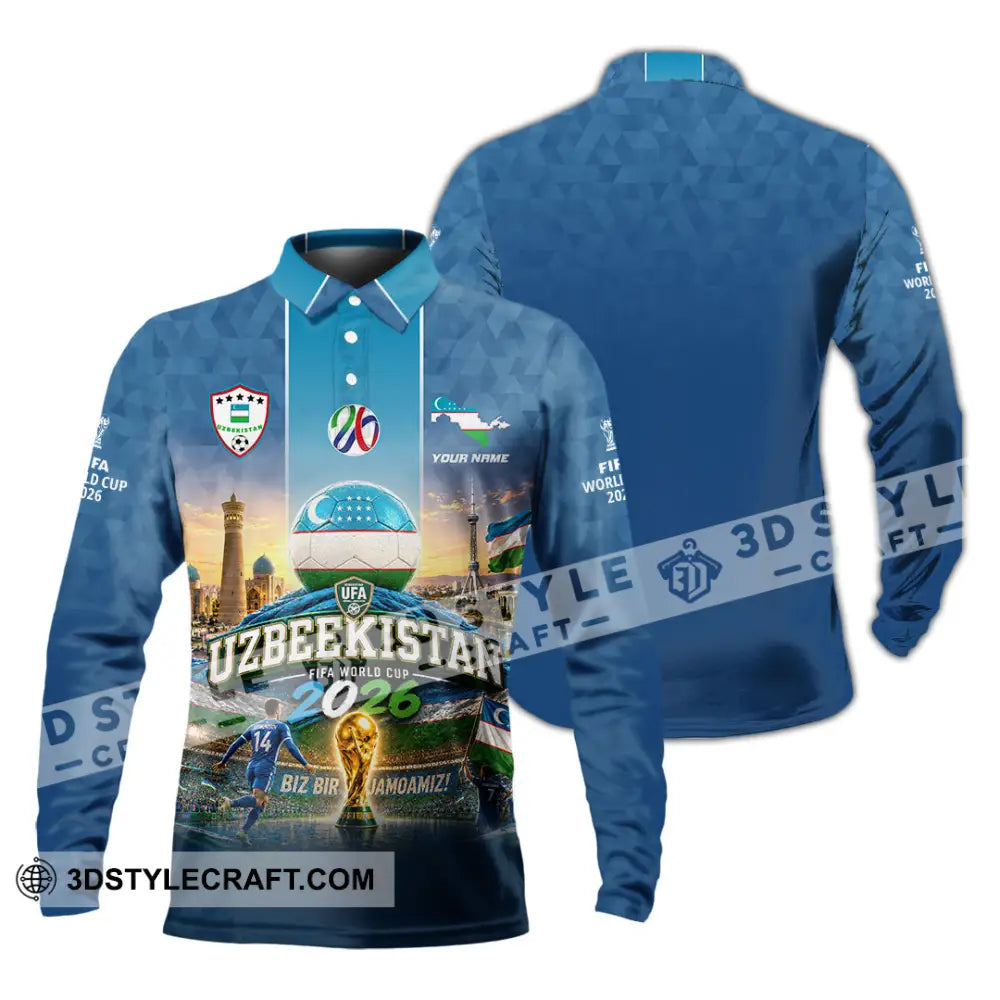 Unisex Shirt - Custom Uzbekistan World Cup 2026 Shirt - Long Sleeve Polo / S - T-shirt