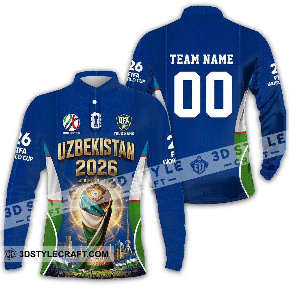 Unisex Shirt - Custom Uzbekistan World Cup 2026 Shirt - Long Sleeve Polo / S - T-shirt