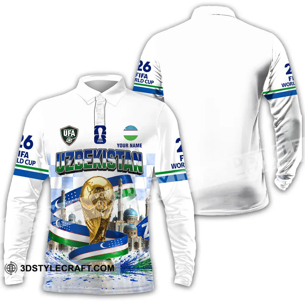Unisex Shirt - Custom Uzbekistan World Cup 2026 Shirt - Long Sleeve Polo / S - T-shirt