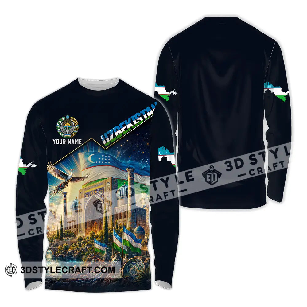 Unisex Shirt - Custom Uzbekistan Shirt - Long Sleeve Shirt / S - T-shirt