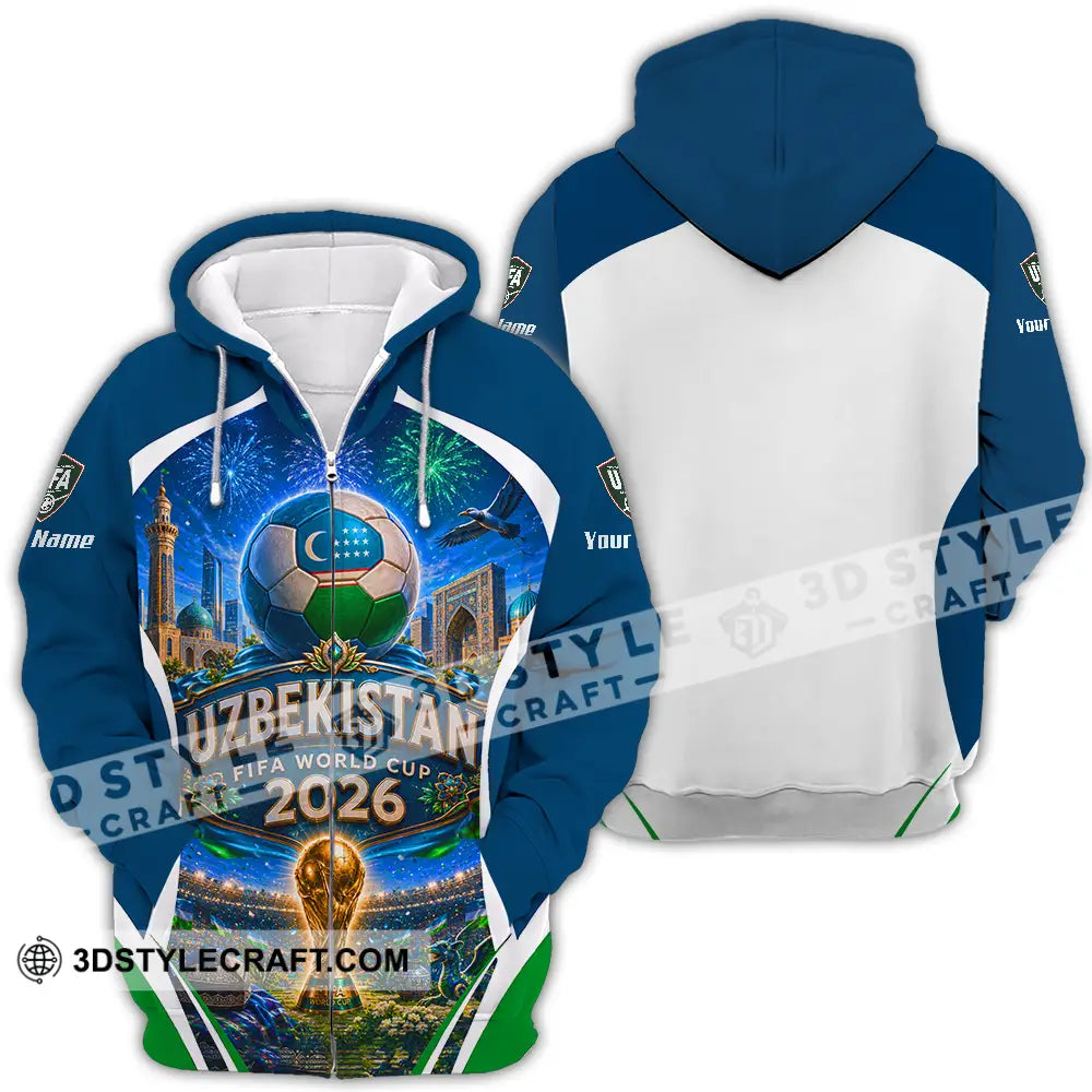 Unisex Shirt - Custom Uzbekistan World Cup 2026 Shirt - Zipper Hoodie / S - T-shirt