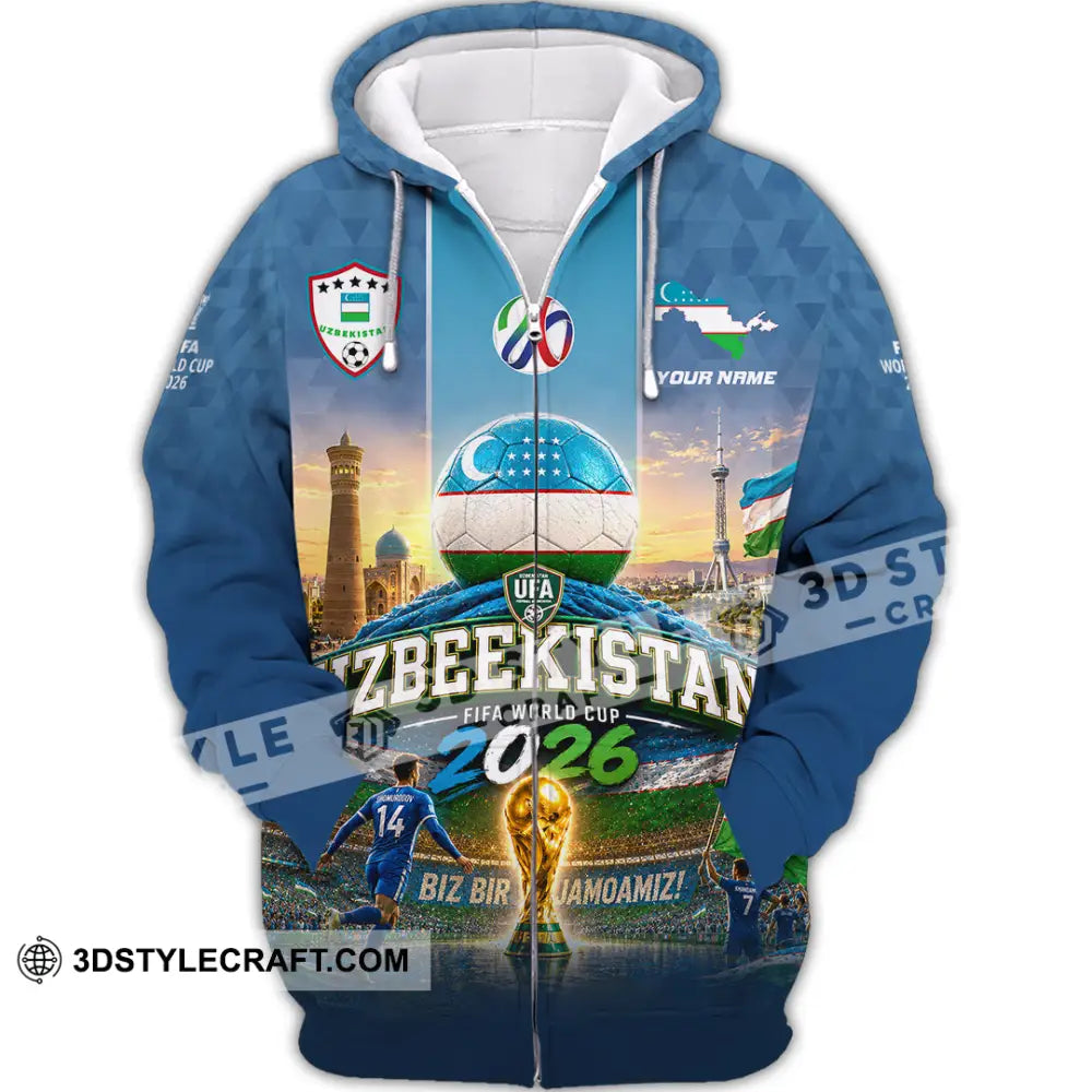 Unisex Shirt - Custom Uzbekistan World Cup 2026 Shirt - Zipper Hoodie / S - T-shirt