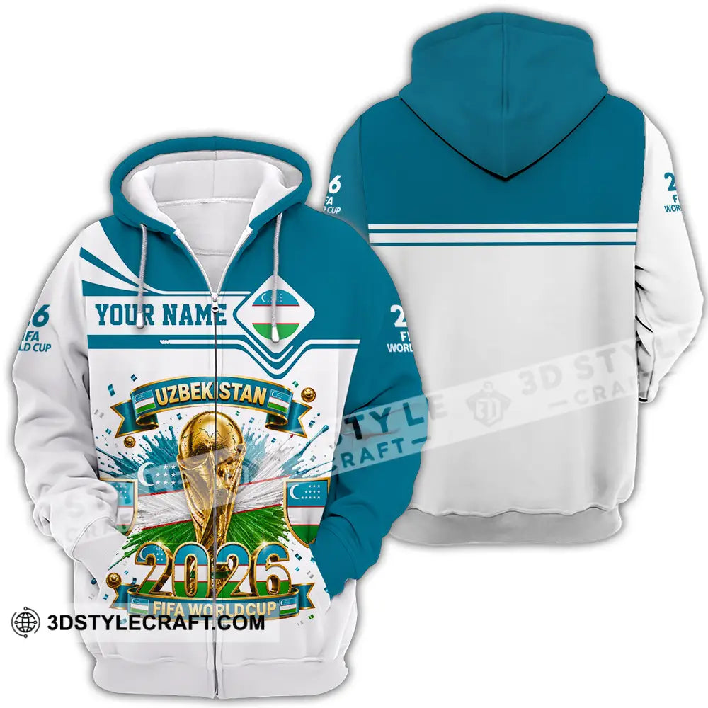 Unisex Shirt - Custom Uzbekistan World Cup 2026 Shirt - Zipper Hoodie / S - T-shirt
