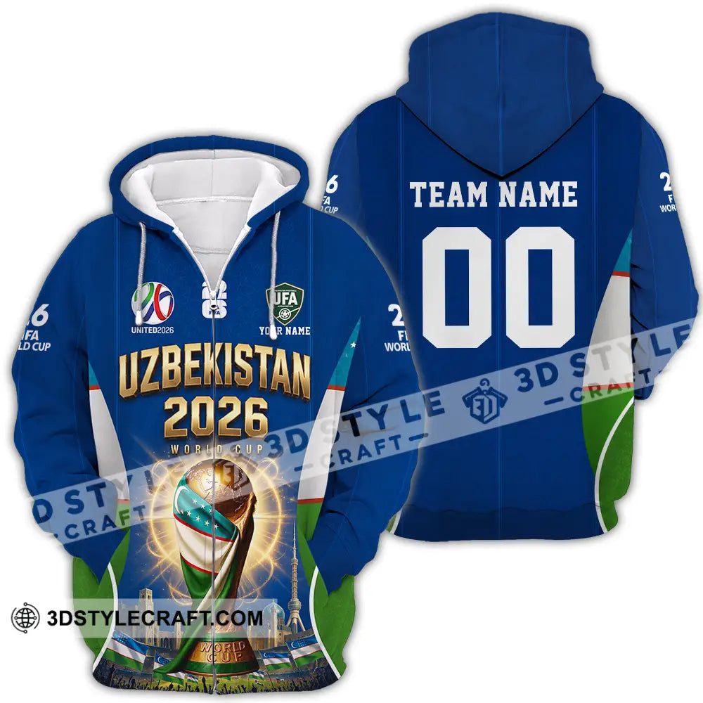 Unisex Shirt - Custom Uzbekistan World Cup 2026 Shirt - Zipper Hoodie / S - T-shirt