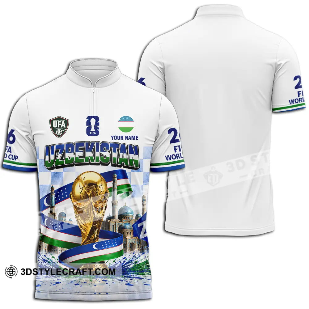 Unisex Shirt - Custom Uzbekistan World Cup 2026 Shirt - Zipper Polo Shirt / S - T-shirt