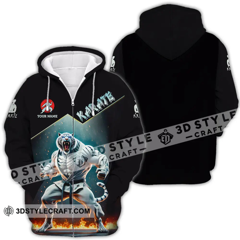 Unisex Shirt - Custom White Tiger Karate Sport Shirt Zipper Hoodie / S T-shirt