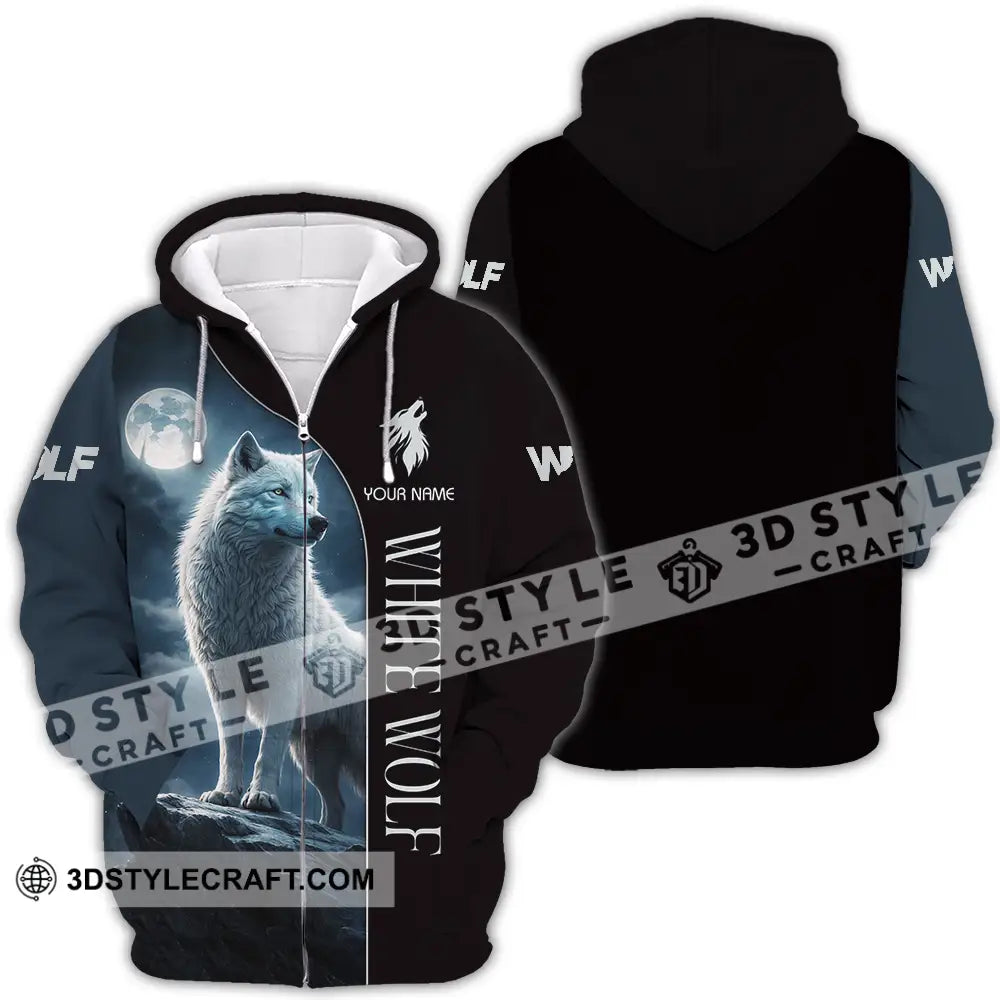 Unisex Shirt - Custom White Wolf 3D Shirt Zipper Hoodie / S T-shirt