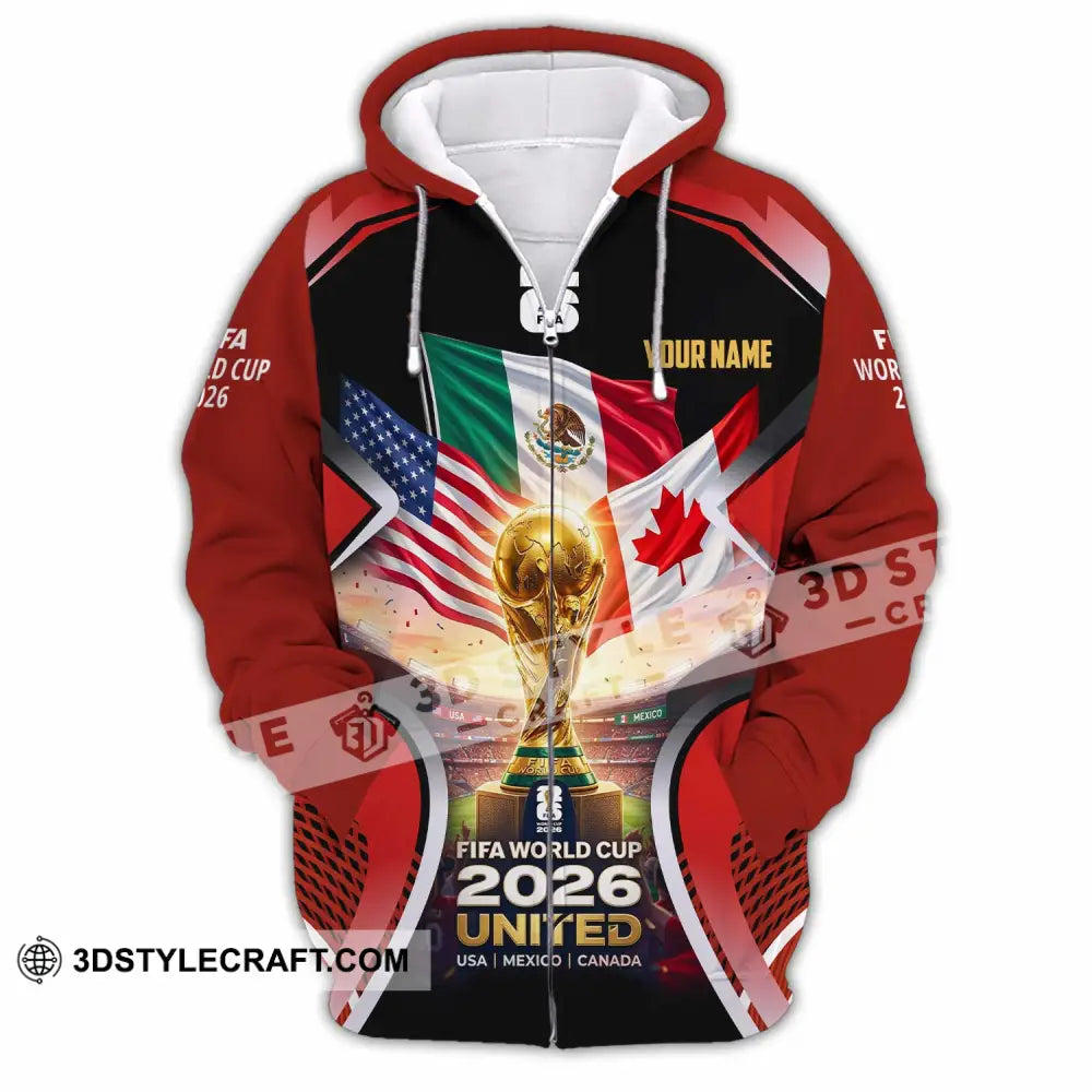 Unisex Shirt - Custom World Cup 2026 3D Shirt Zipper Hoodie / S T-shirt