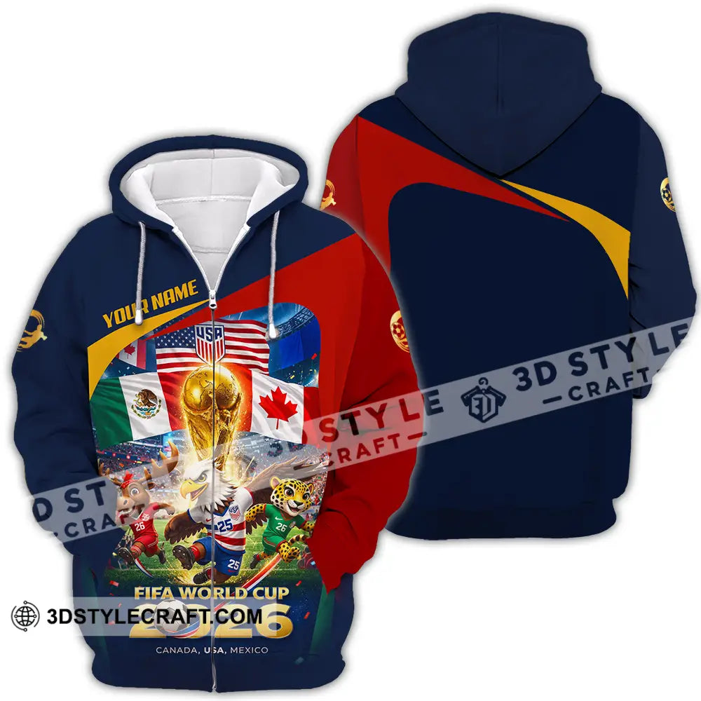 Unisex Shirt - Custom World Cup 2026 3D Shirt Zipper Hoodie / S T-shirt