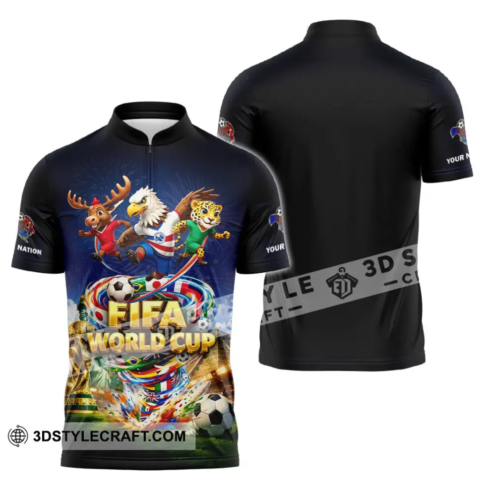 Unisex Shirt - Custom World Cup 2026 3D Shirt Zipper Polo Shirt / S T-shirt
