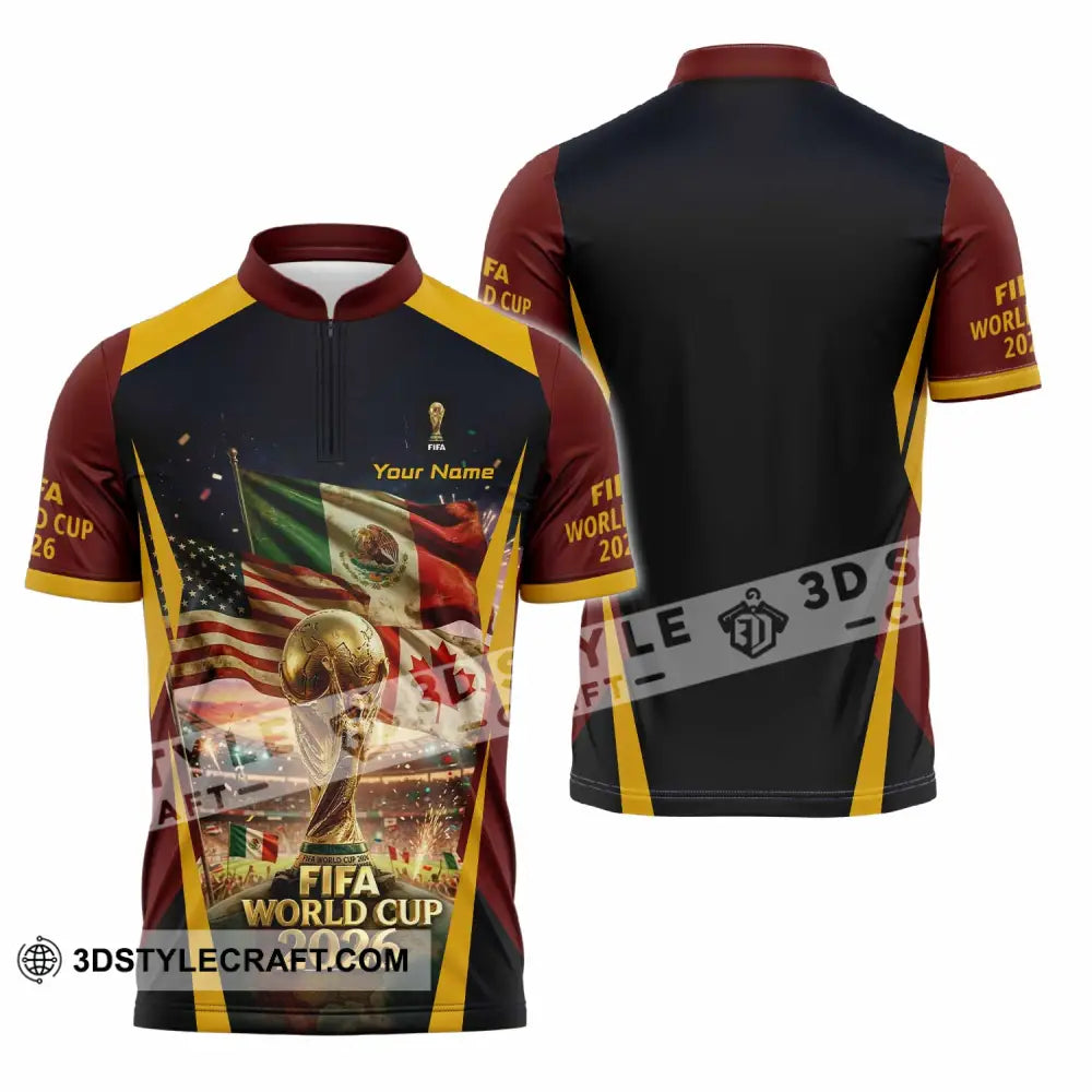 Unisex Shirt - Custom World Cup 2026 3D Shirt Zipper Polo Shirt / S T-shirt