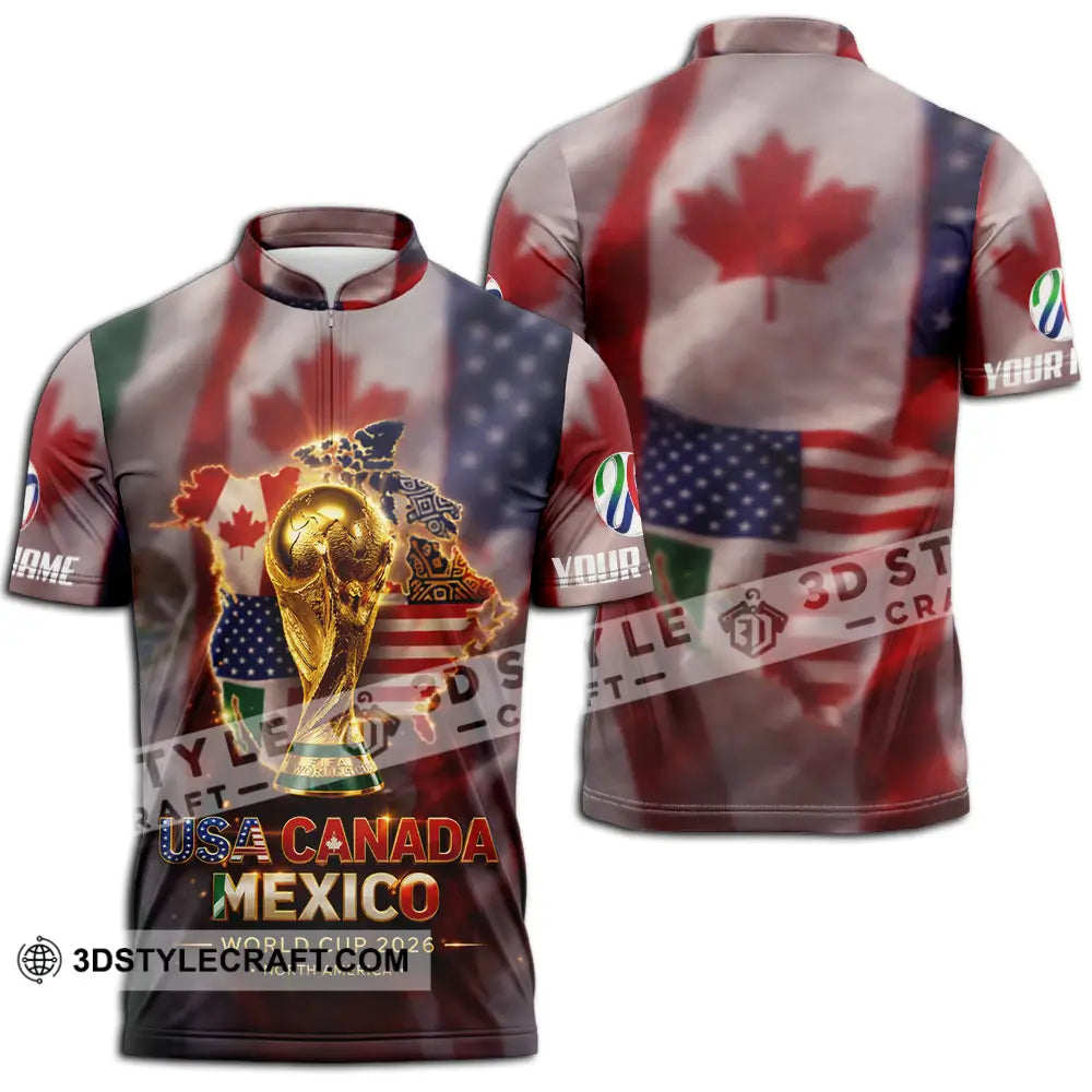 Unisex Shirt - Custom World Cup 2026 3D Shirt Zipper Polo Shirt / S T-shirt