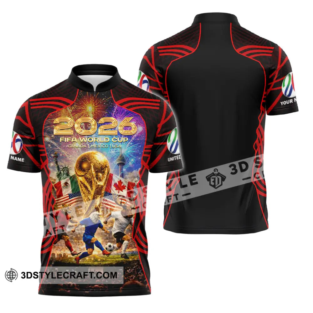 Unisex Shirt - Custom World Cup 2026 3D Shirt Zipper Polo Shirt / S T-shirt