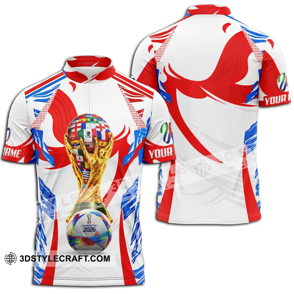Unisex Shirt - Custom World Cup 2026 3D Shirt Zipper Polo Shirt / S T-shirt