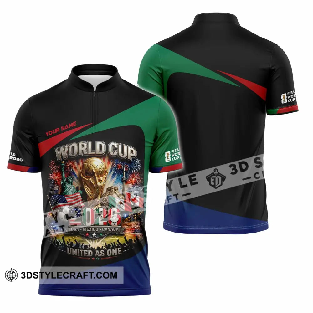 Unisex Shirt - Custom World Cup 2026 3D Shirt Zipper Polo Shirt / S T-shirt