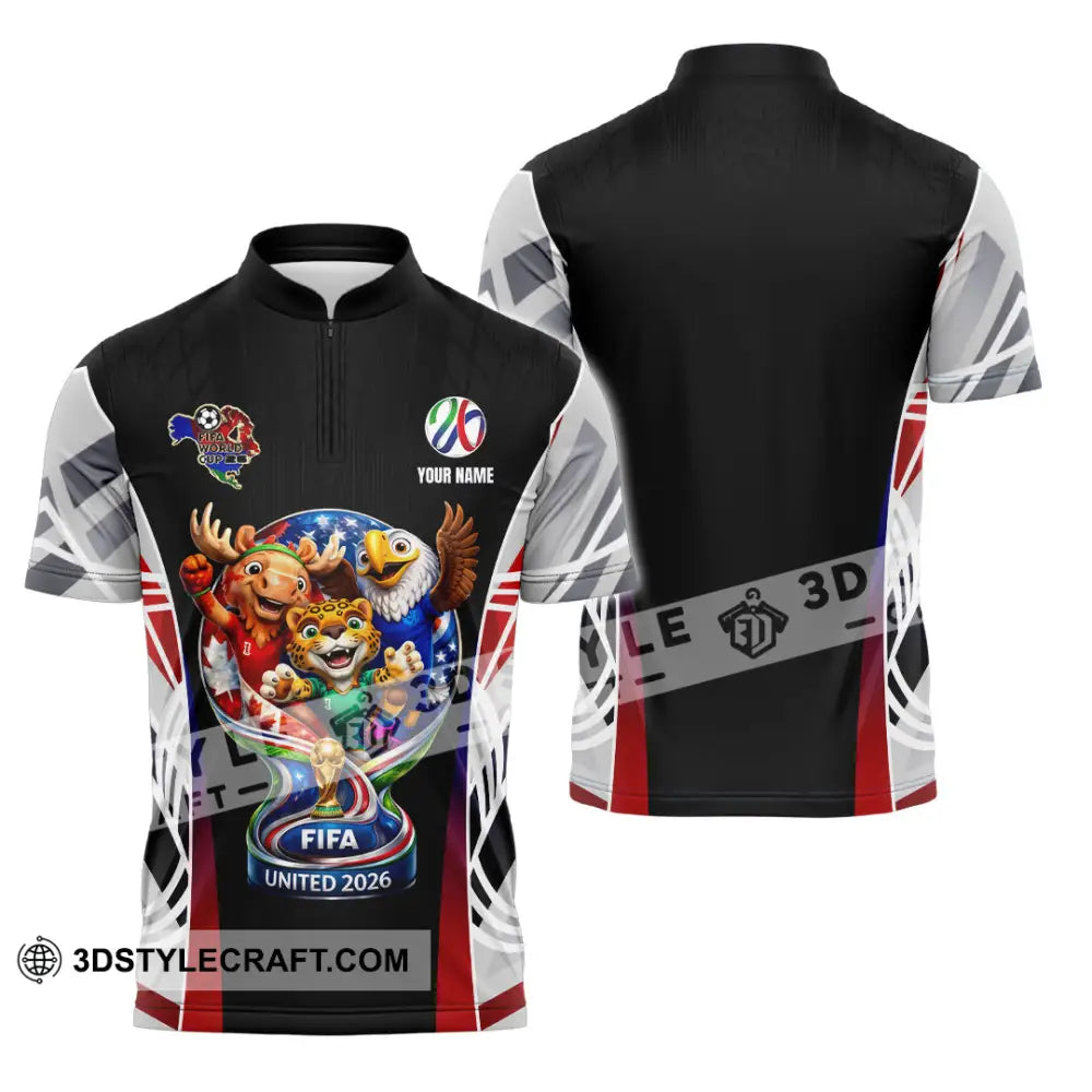 Unisex Shirt - Custom World Cup 2026 3D Shirt Zipper Polo Shirt / S T-shirt