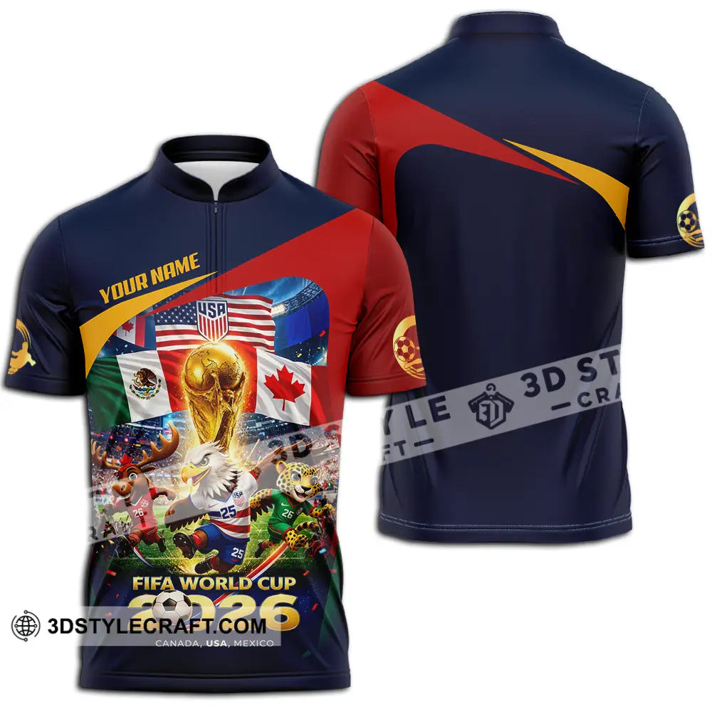 Unisex Shirt - Custom World Cup 2026 3D Shirt Zipper Polo Shirt / S T-shirt