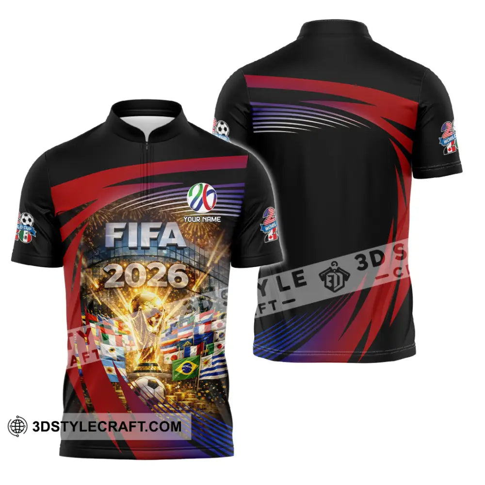 Unisex Shirt - Custom World Cup 2026 3D Shirt Zipper Polo Shirt / S T-shirt
