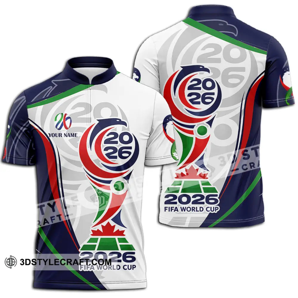 Unisex Shirt - Custom World Cup 2026 3D Shirt Zipper Polo Shirt / S T-shirt