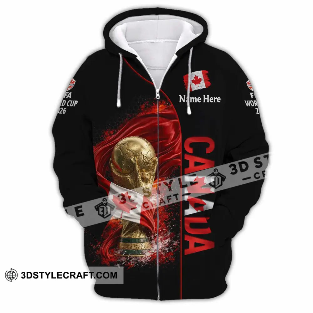 Unisex Shirt - Custom World Cup 2026 Canada 3D Shirt Zipper Hoodie / S T-shirt