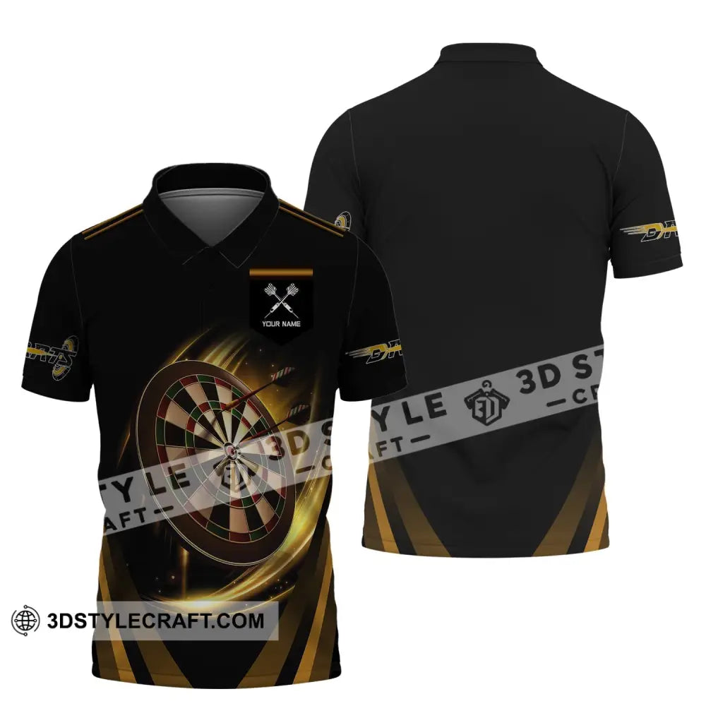 Unisex Shirt Darts T-Shirt Golden Dart Lover Gift Gamer Polo / S