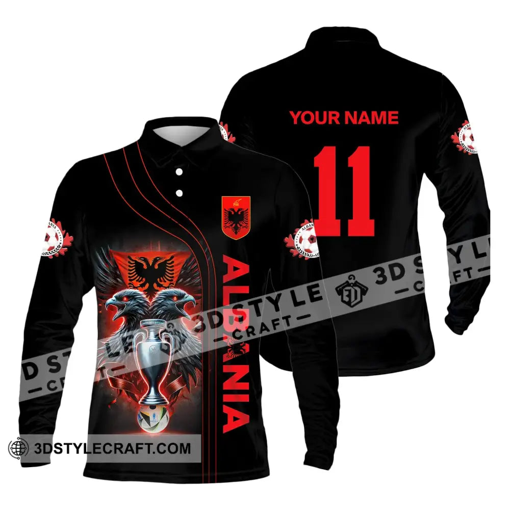 Unisex Shirt Euro 2024 Custom Name And Number Albania Football Polo Long Sleeve / S T-Shirt