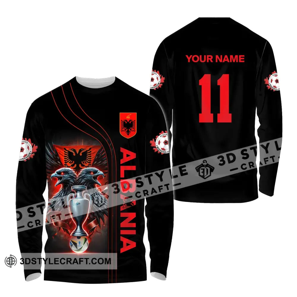 Unisex Shirt Euro 2024 Custom Name And Number Albania Football Polo Long Sleeve / S T-Shirt