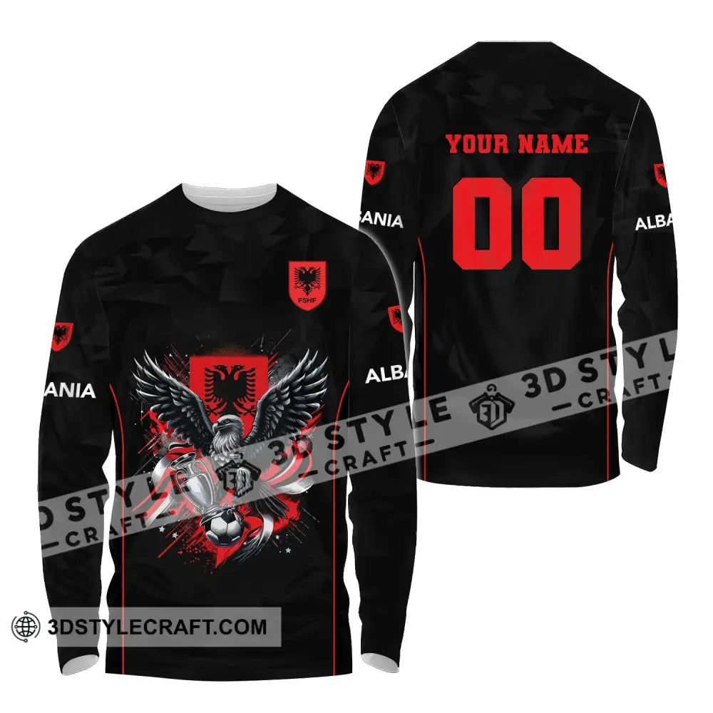 Unisex Shirt Euro 2024 Custom Name And Number Albania Football Polo Long Sleeve / S T-Shirt