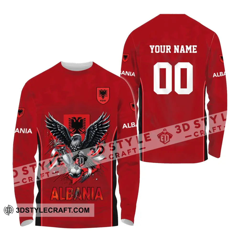 Unisex Shirt Euro 2024 Custom Name And Number Albania Football Polo Long Sleeve / S T-Shirt