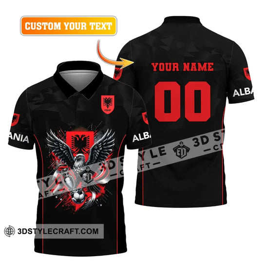 Unisex Shirt, Euro 2024 Shirt, Custom Name and Number Albania Football Shirt, Albania Football Polo Long Sleeve Shirt style option 2