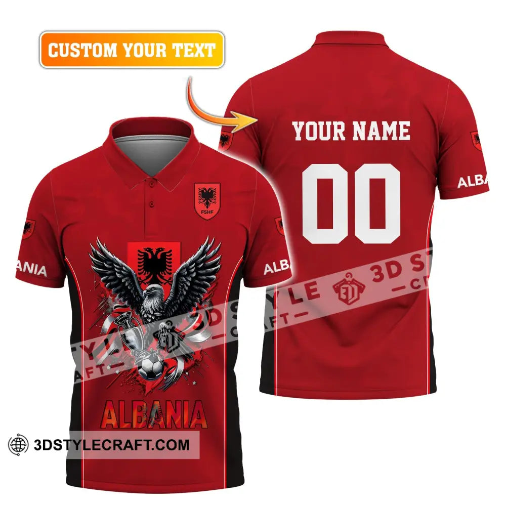 Unisex Shirt Euro 2024 Custom Name And Number Albania Football Polo Long Sleeve T-Shirt