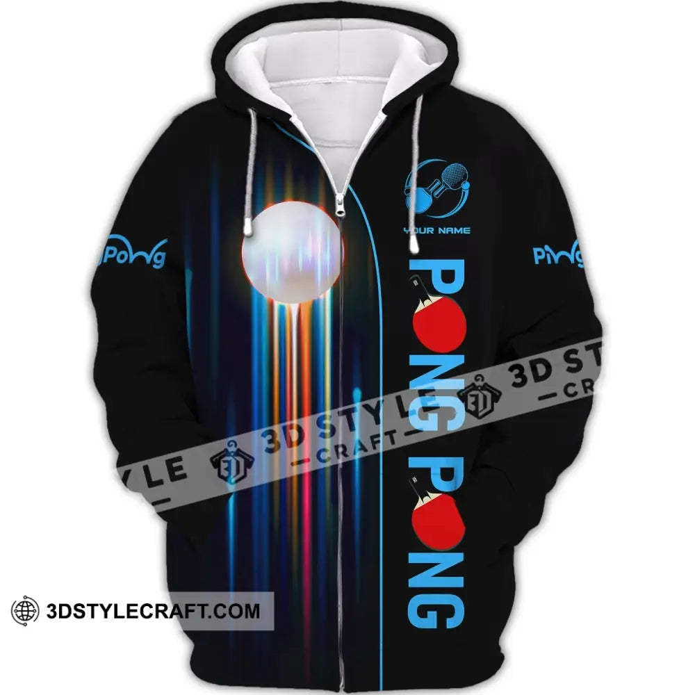 Unisex Shirt Ping Pong Table Tennis Club T-Shirt Clothing Zipper Hoodie / S