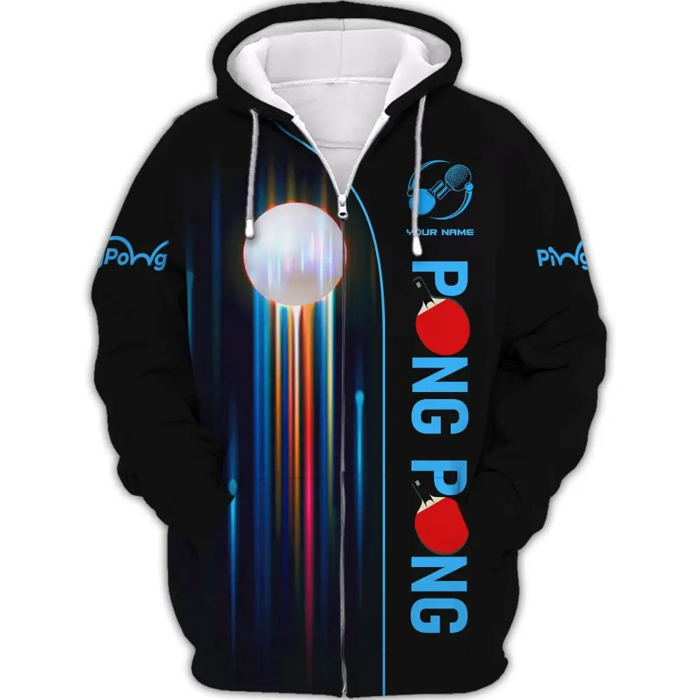 Unisex Shirt Ping Pong Table Tennis Club T-Shirt Clothing Zipper Hoodie / S
