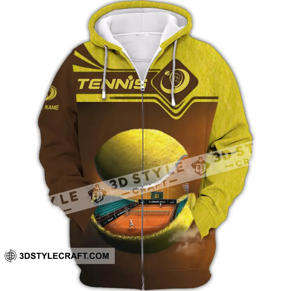 Unisex Shirt Tennis Ball T-Shirt Lover Gift Player Apparel Zipper Hoodie / S