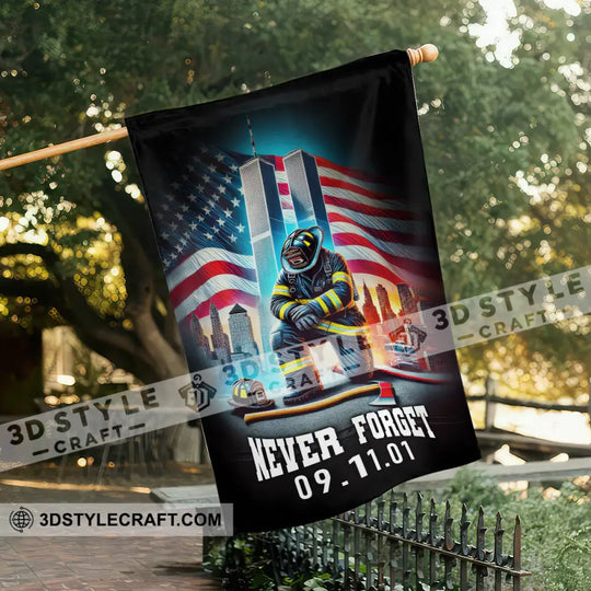 United States Flag, Fireman 911 Memorial - American Memorial Flag style option 2