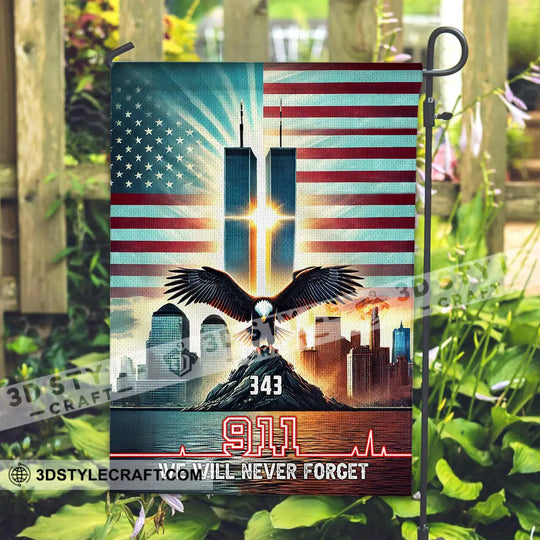 United States Flag, Fireman 911 Memorial - American Memorial Flag style option 3