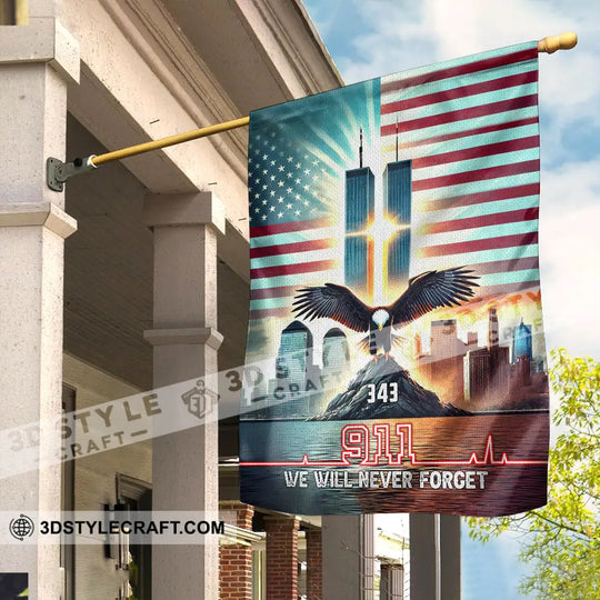 United States Flag, Fireman 911 Memorial - American Memorial Flag style option 4