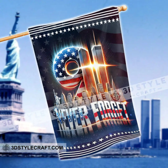 United States Flag, Fireman 911 Memorial - Never Forget - American Memorial Flag style option 1