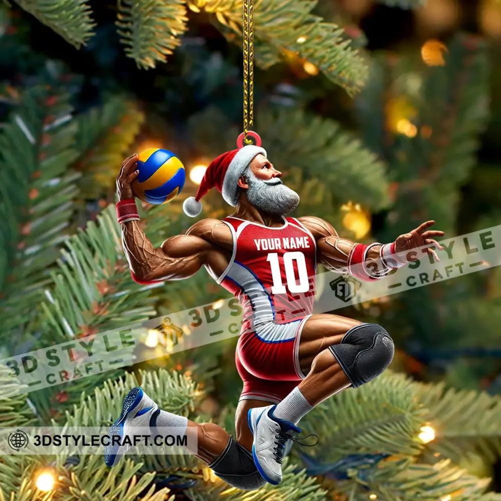 Volleyball Santa Home Decor Christmas Ornament Personalized