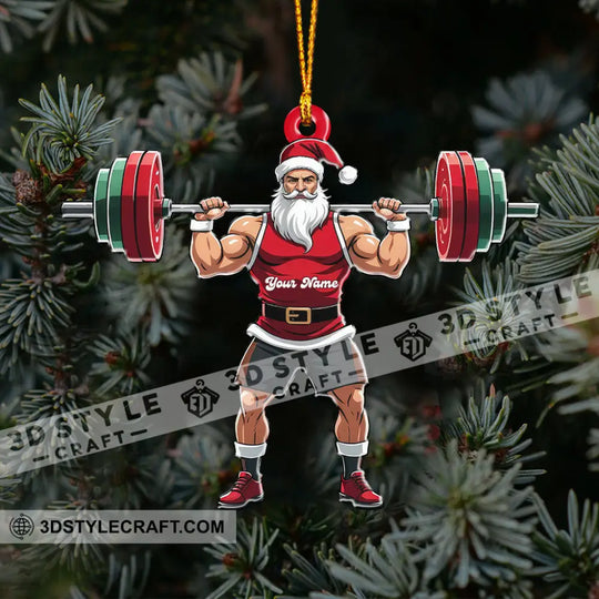 Weightlifting Santa, Home Decor, Christmas Ornament, Personalized Ornament style option 4